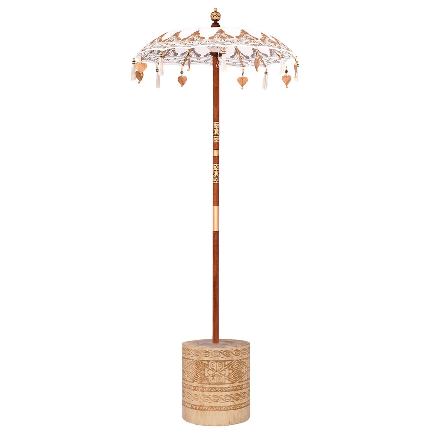 Balinesisk parasol med base Creme 95 x 95 x 260 cm