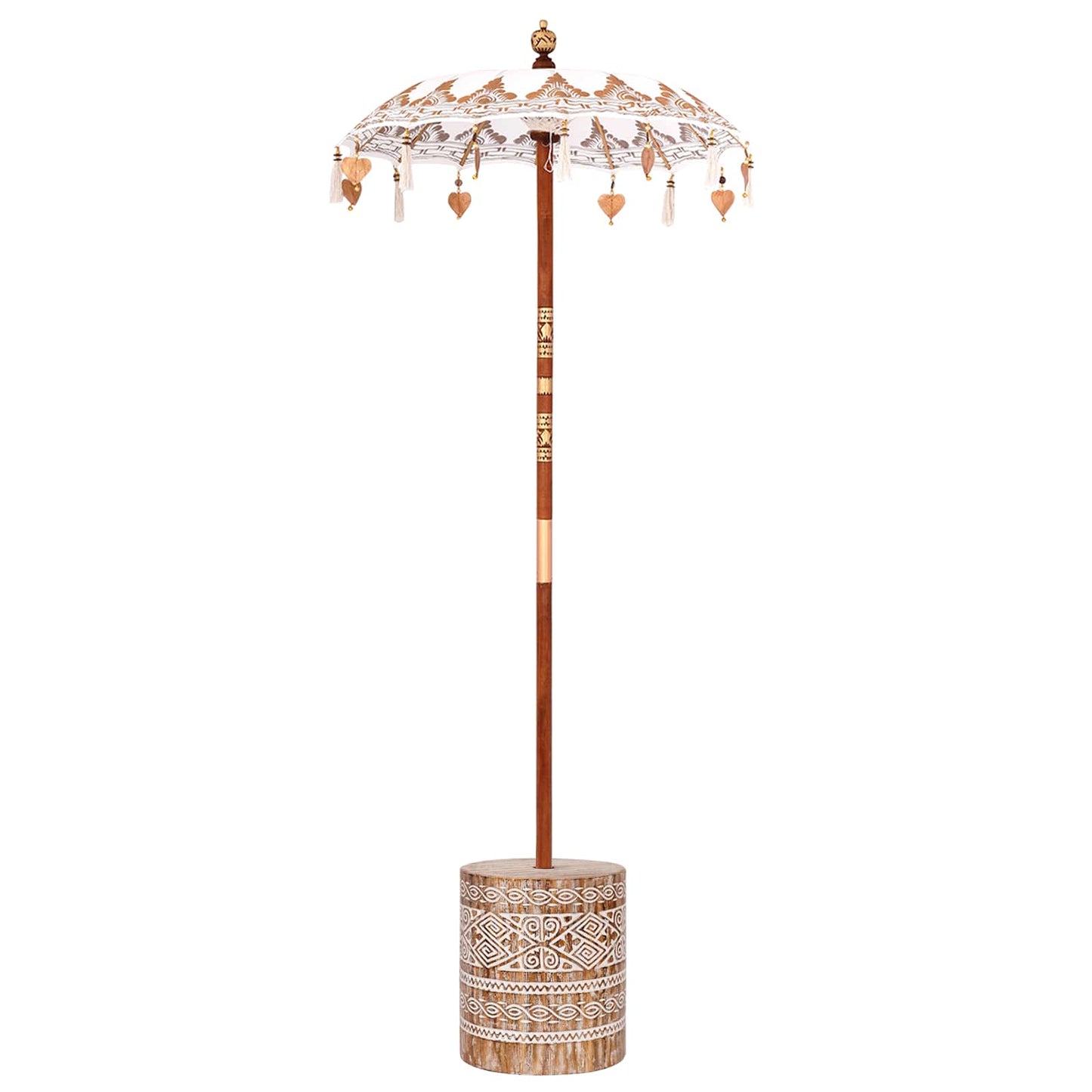 Balinesisk parasol med base Creme 95 x 95 x 260 cm