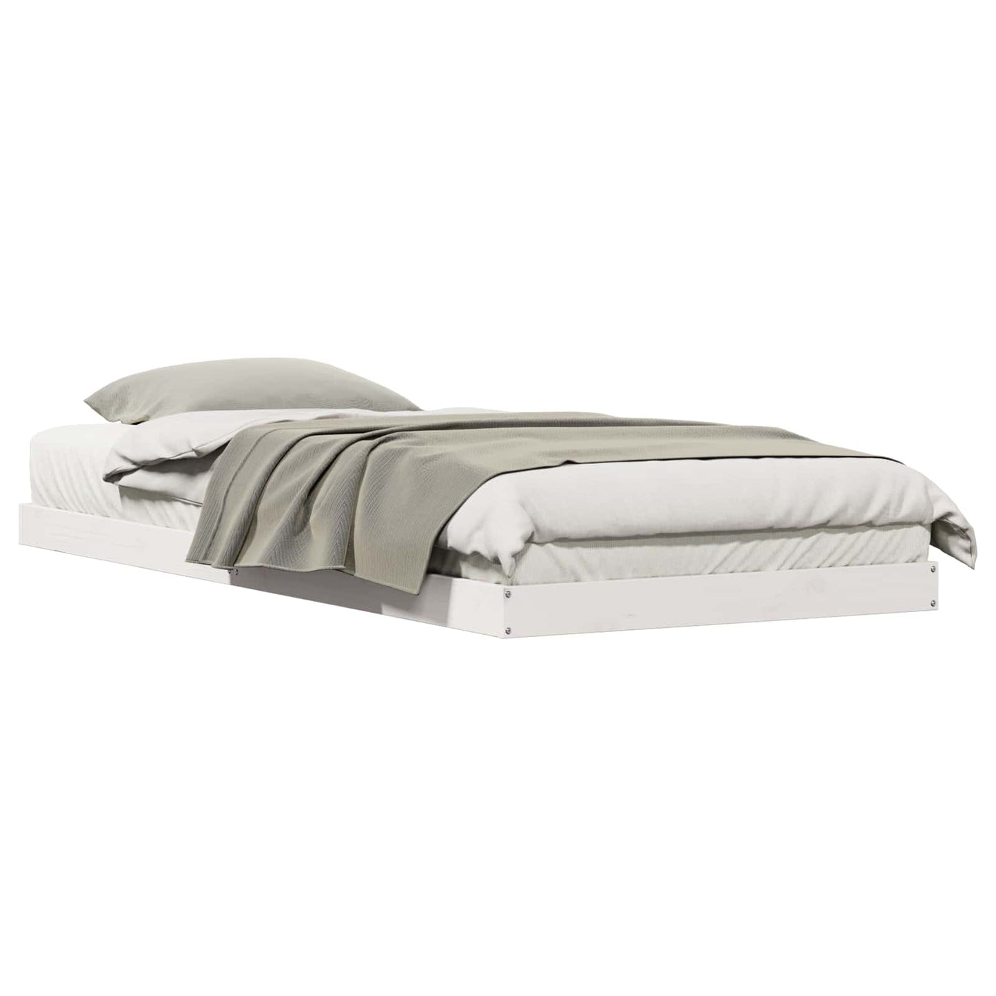 Gulv seng ramme Hvid 80 x 210 cm Massiv fyrretræ