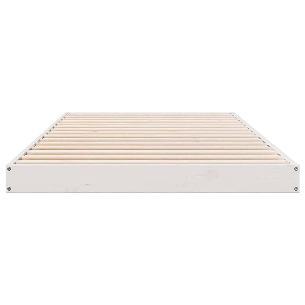 Gulv seng ramme Hvid 90 x 210 cm Massiv fyrretræ