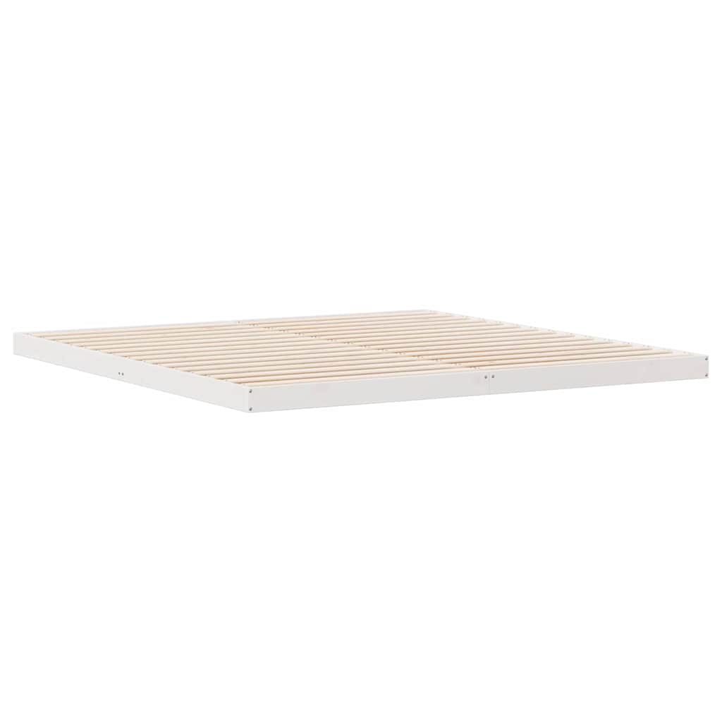 Gulv seng ramme Hvid 213,5 x 184 x 9 cm Massiv fyrretræ