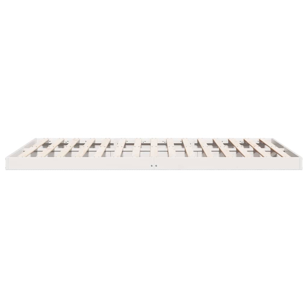 Gulv seng ramme Hvid 213,5 x 184 x 9 cm Massiv fyrretræ