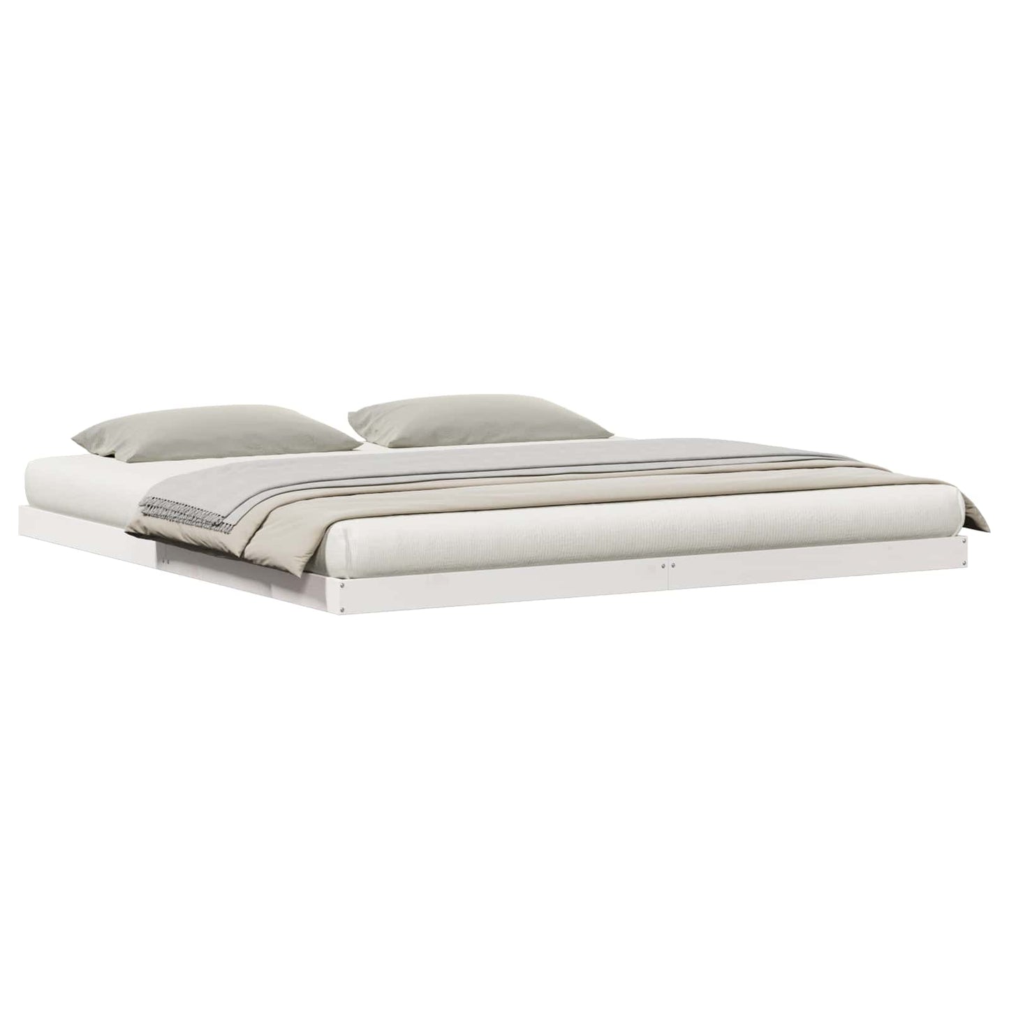 Gulv seng ramme Hvid 213,5 x 204 x 9 cm Massiv fyrretræ