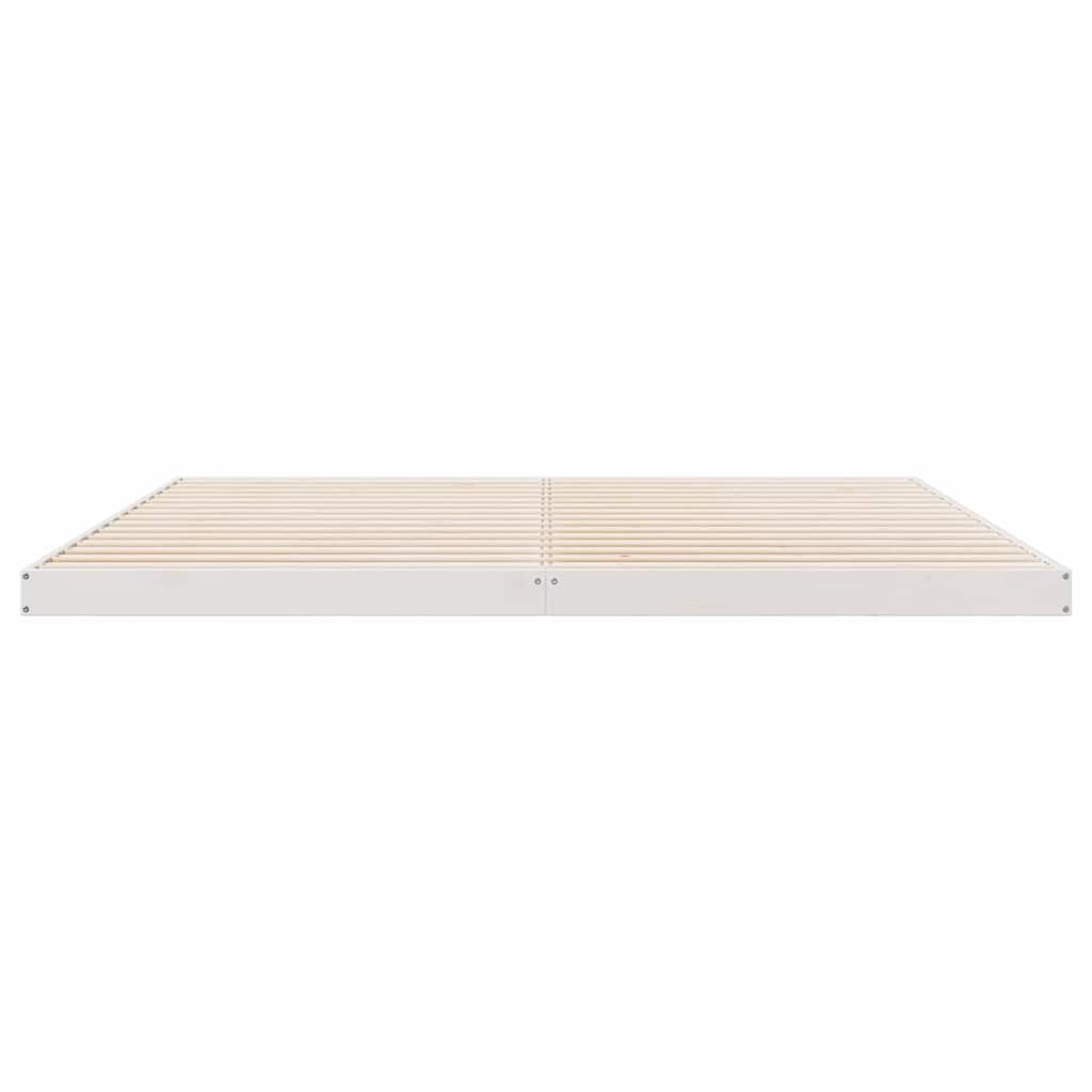 Gulv seng ramme Hvid 213,5 x 204 x 9 cm Massiv fyrretræ