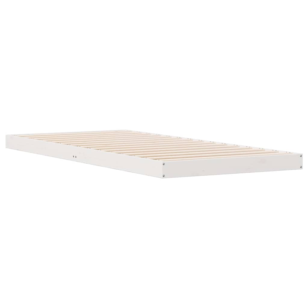 Gulv seng ramme Hvid 80 x 220 cm Massiv fyrretræ