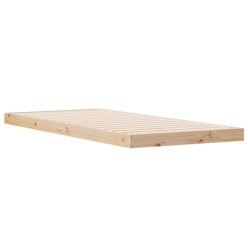 Gulv seng ramme Naturfarvet 90 x 220 cm Massiv fyrretræ