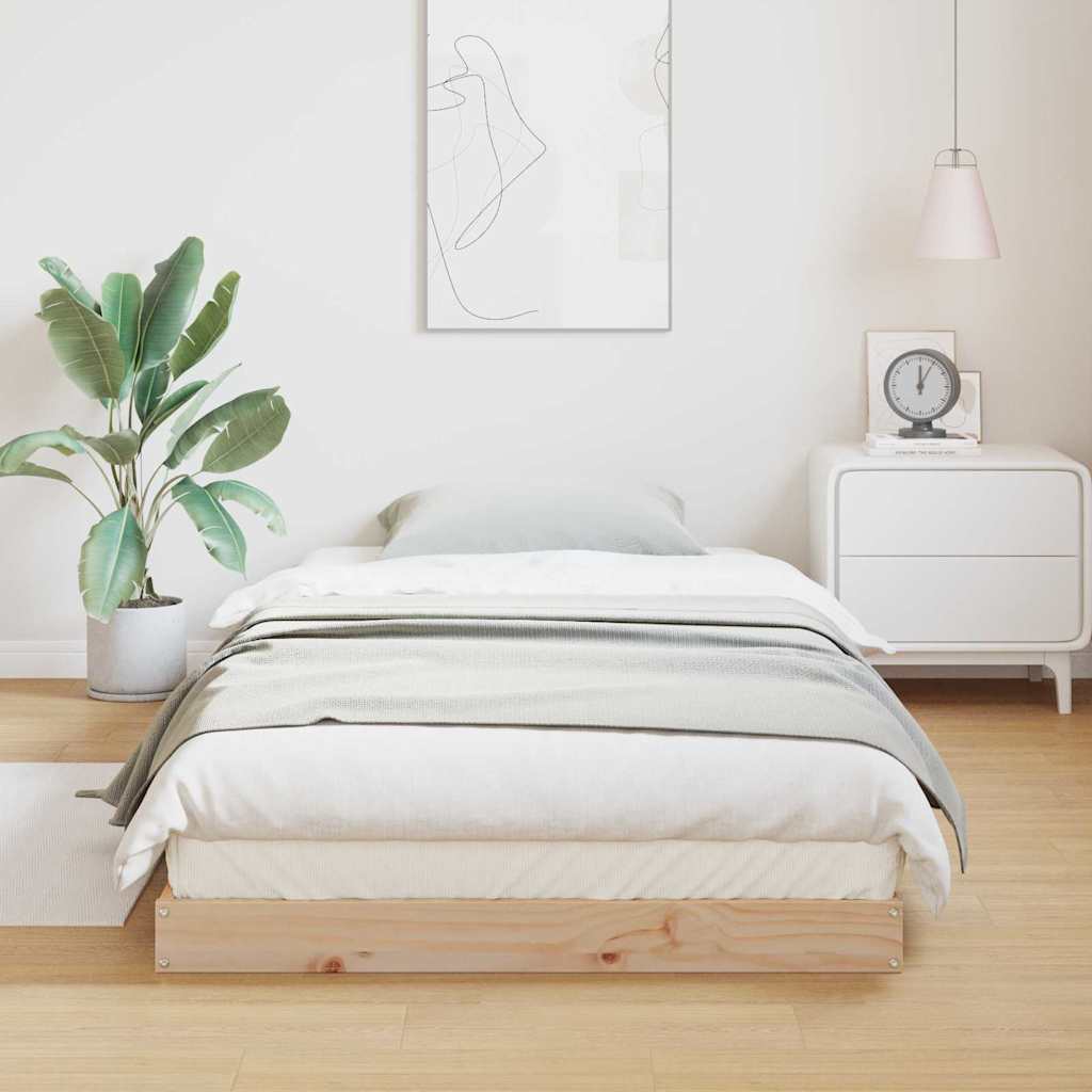 Gulv seng ramme Naturfarvet 100 x 220 cm Massiv fyrretræ