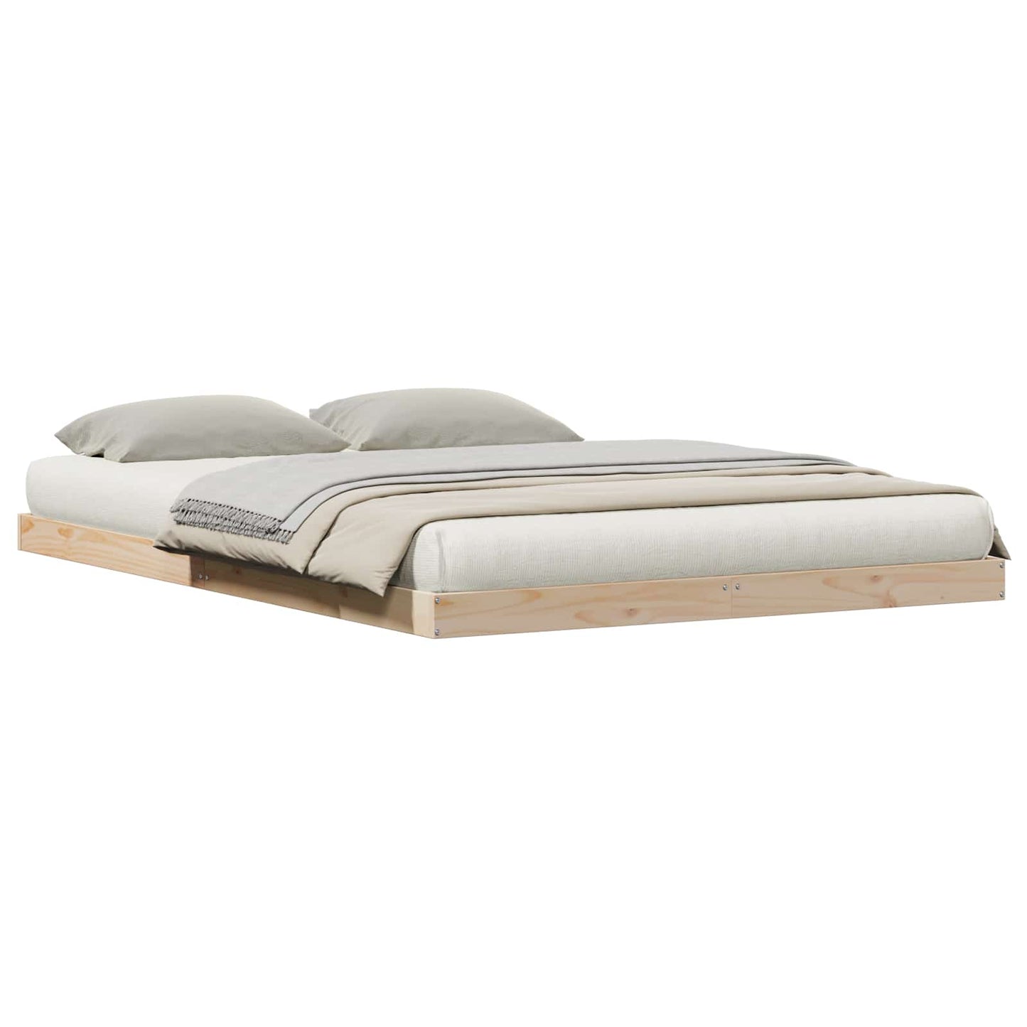 Gulv seng ramme Naturfarvet 140 x 220 cm Massiv fyrretræ