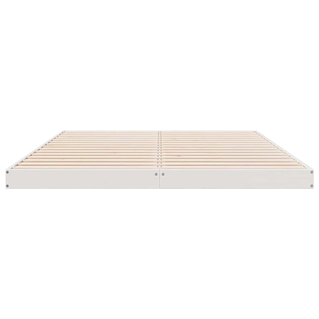 Gulv seng ramme Hvid 160 x 220 cm Massiv fyrretræ