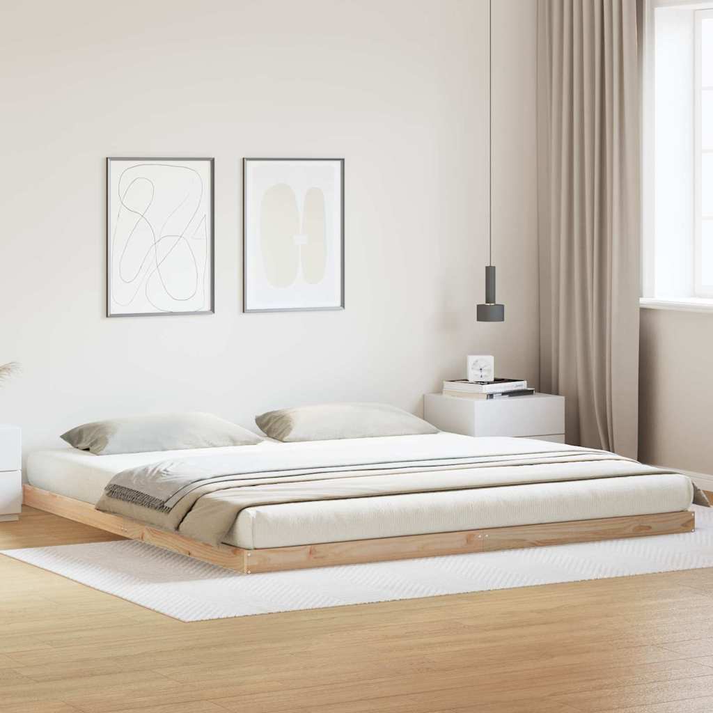 Gulv seng ramme Naturfarvet 180 x 220 cm Massiv fyrretræ