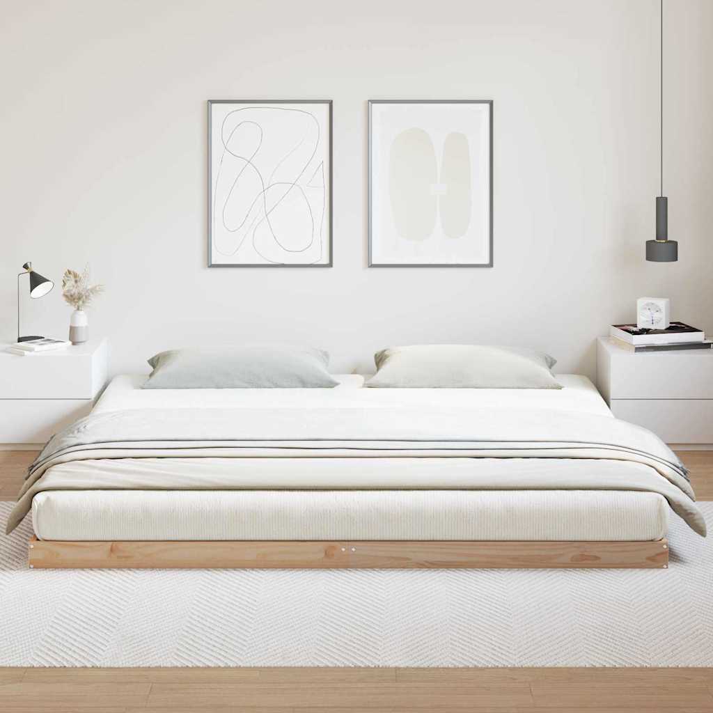 Gulv seng ramme Naturfarvet 180 x 220 cm Massiv fyrretræ