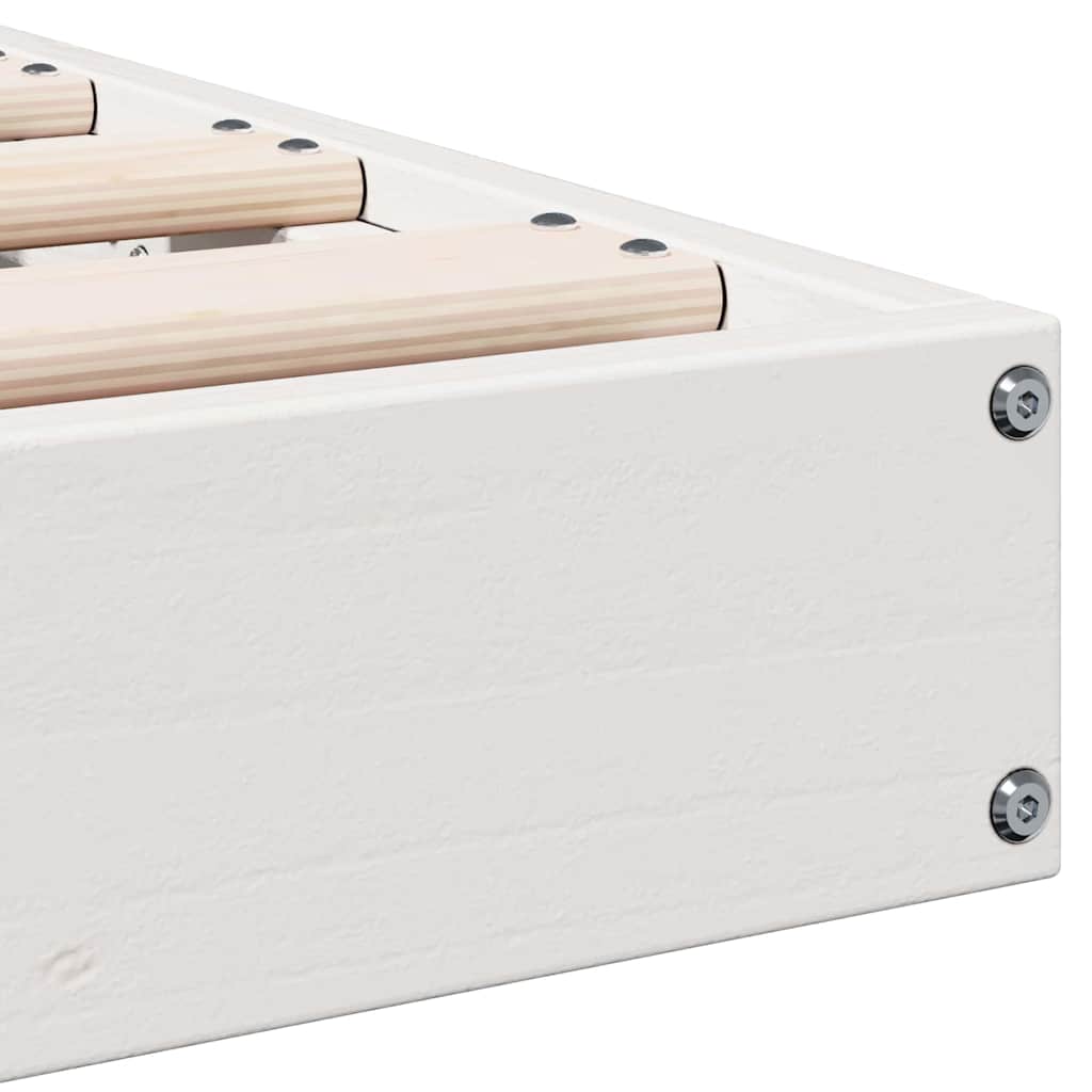 Gulv seng ramme Hvid 180 x 220 cm Massiv fyrretræ