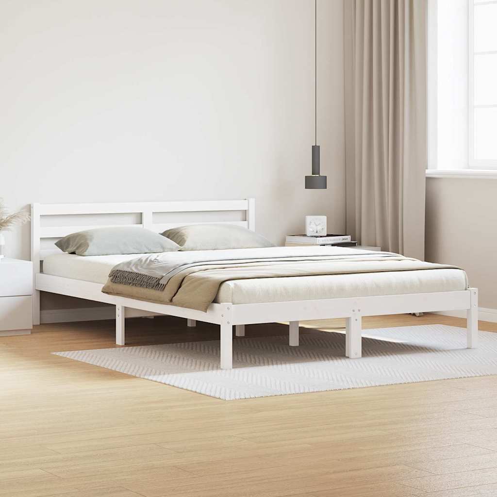 Sengestel Hvid 215,5 x 165,5 x 69,5 cm Massivt fyrretræ