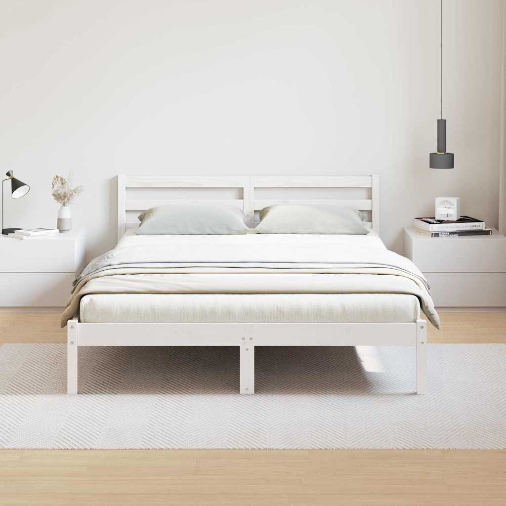 Sengestel Hvid 225,5 x 145,5 x 69,5 cm Massivt fyrretræ
