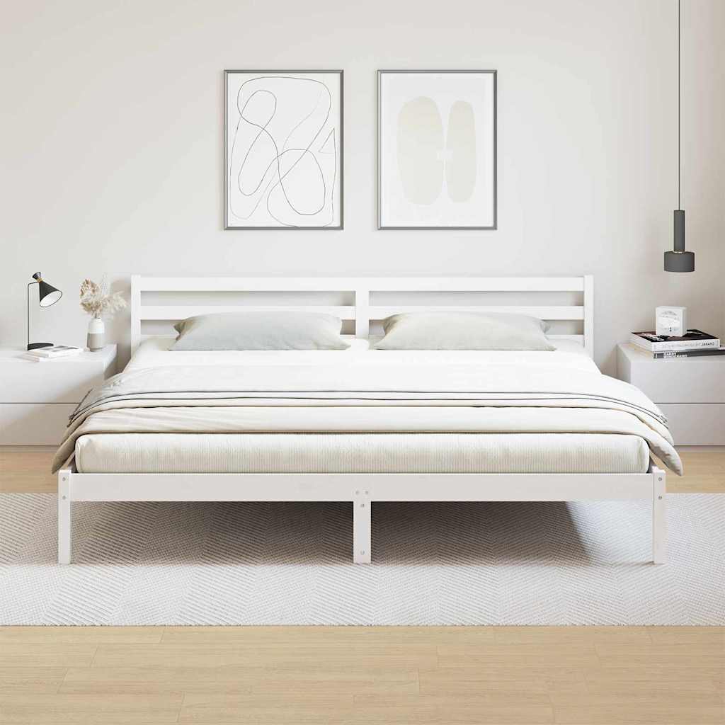 Sengestel Hvid 225,5 x 205,5 x 69,5 cm Massivt fyrretræ