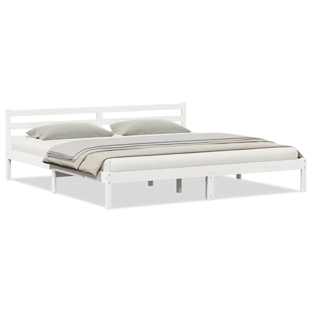 Sengestel Hvid 225,5 x 205,5 x 69,5 cm Massivt fyrretræ