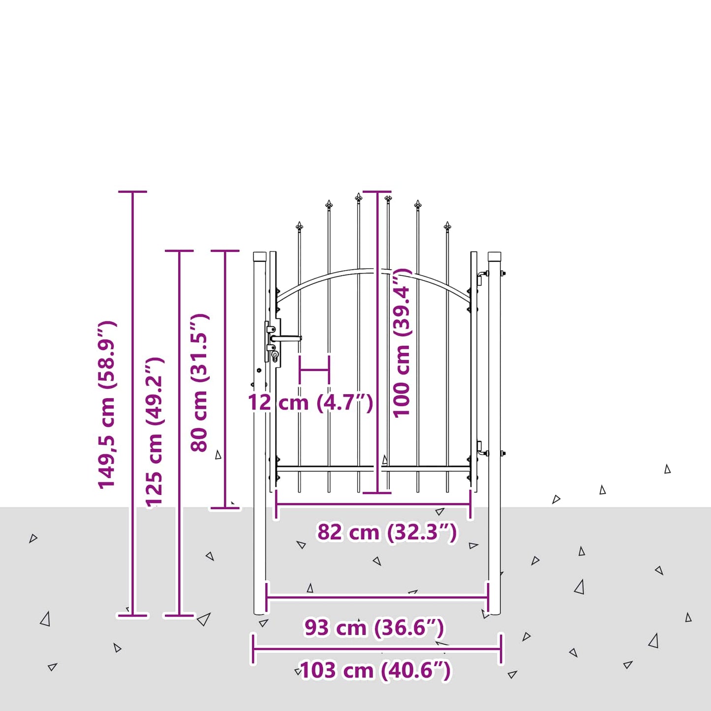 Haveport med lås Woerden Grå 100 x 100 cm Stål