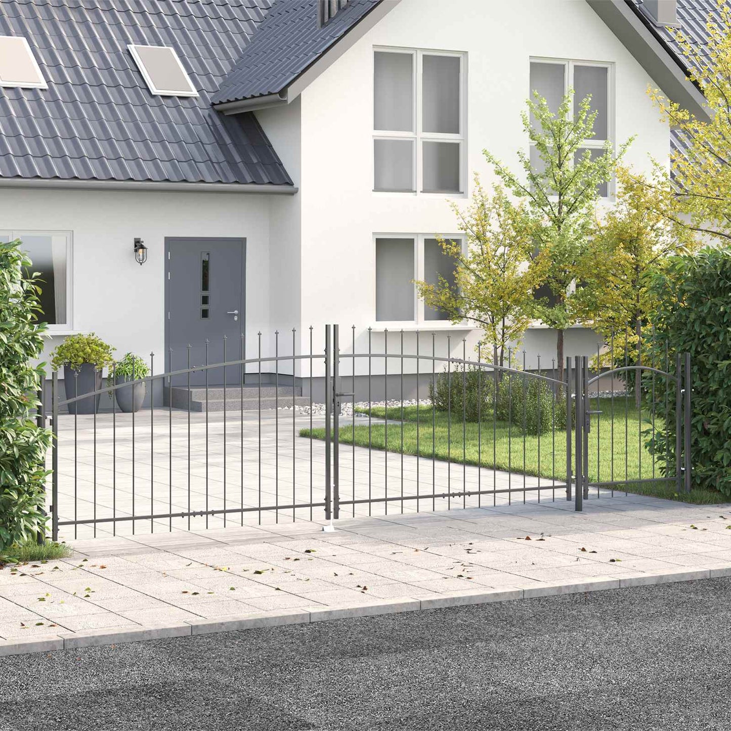 Haveport med lås Woerden Grå 100 x 500 cm Stål