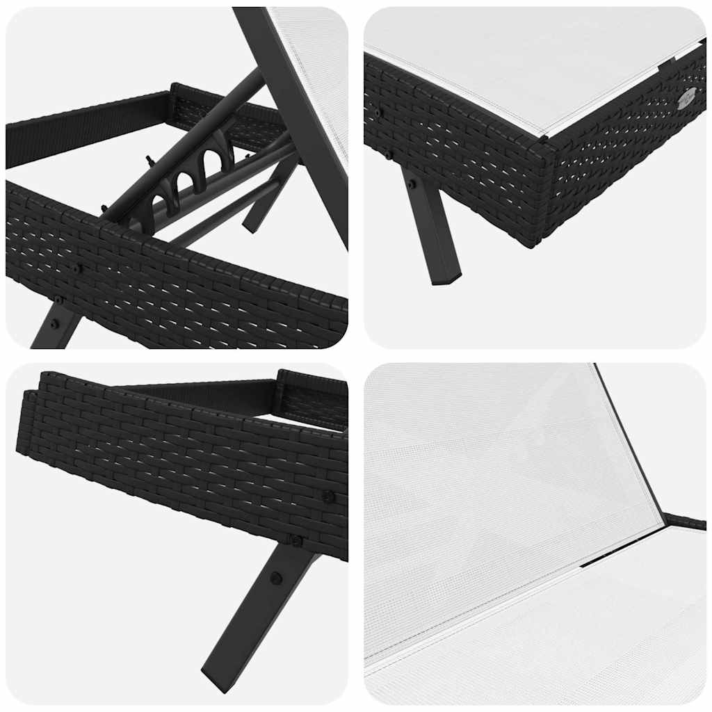 Solstol Sort og Hvid 197 x 70 x 82 cm polyrattan