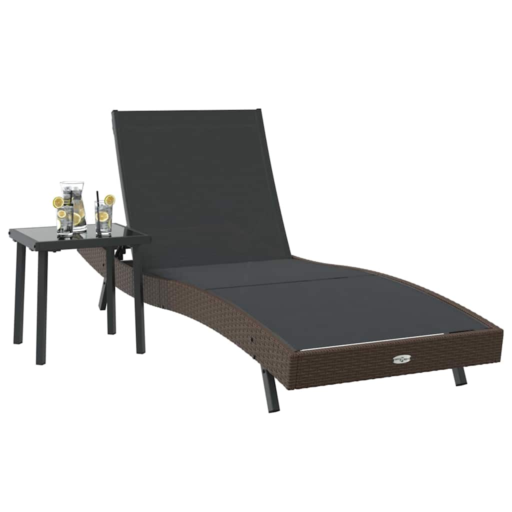 Solstol 2 pcs Sort og Brunt polyrattan