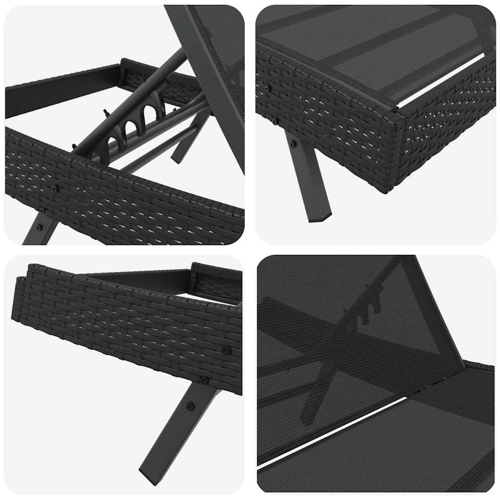Solstol 2 pcs Sort polyrattan