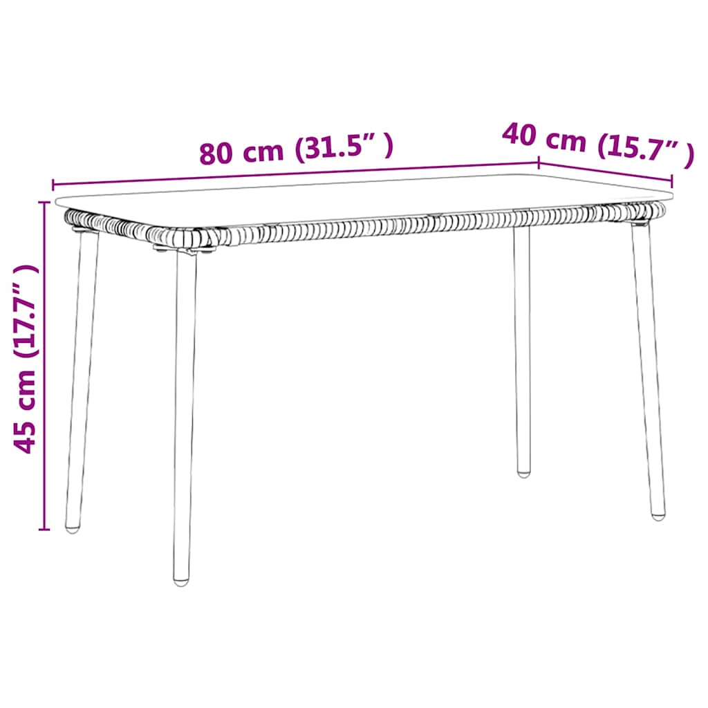 Havemøbel Bord Sort 80 x 40 x 45 cm polyrattan