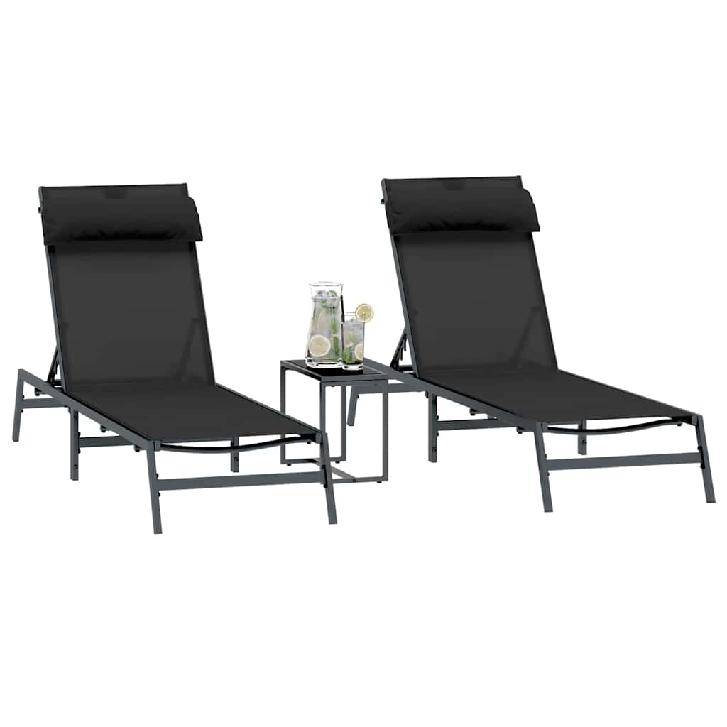 Solstole 2-person 3 pcs Sort og Anthracit Stål