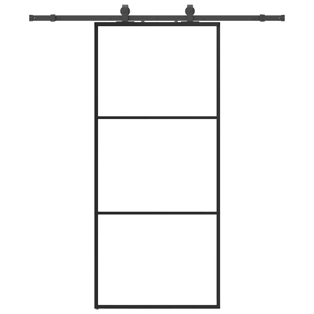skydedør med hardwaresæt 90x205 cm ESG glas sort