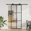 skydedør med hardwaresæt 90x205 cm ESG glas sort