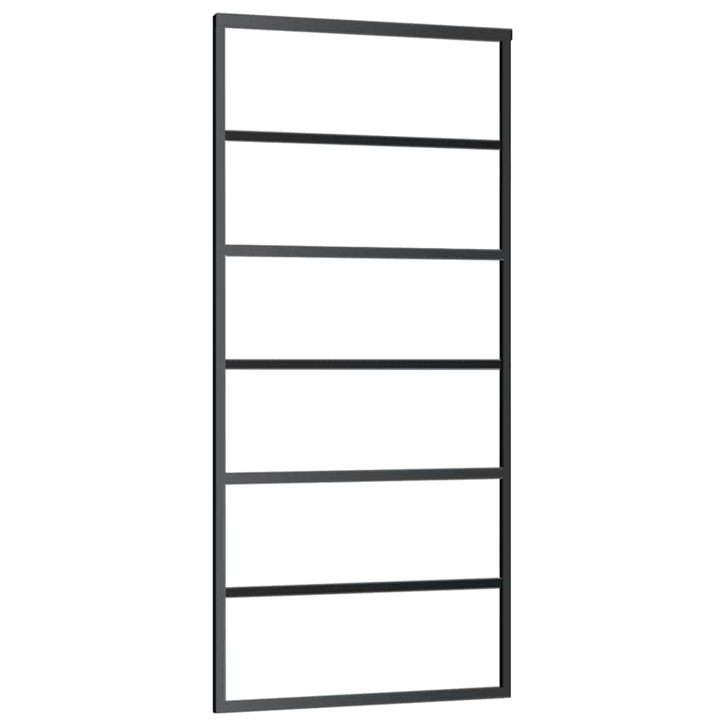 skydedør med hardwaresæt 90x205 cm ESG glas sort