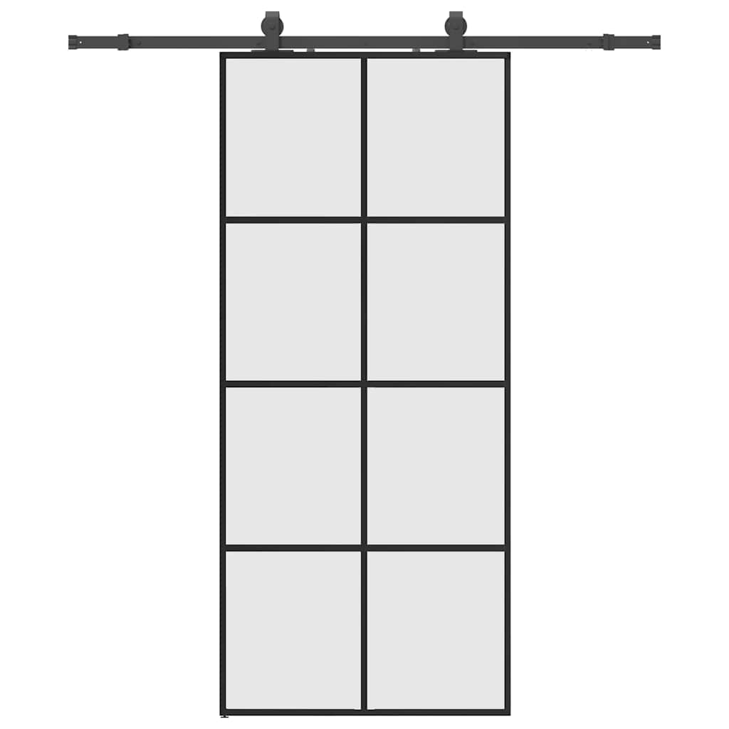 skydedør med hardwaresæt 90x205 cm ESG glas sort