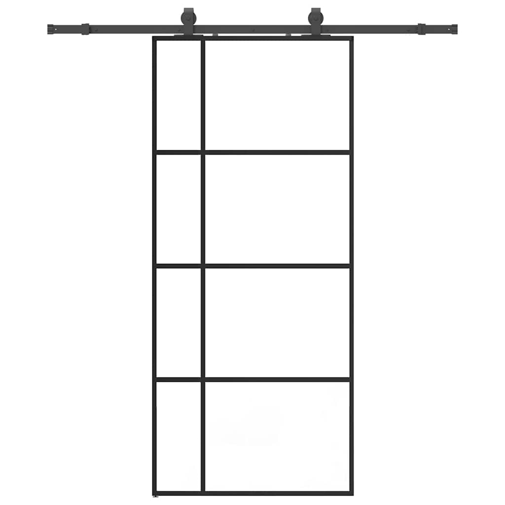 skydedør med hardwaresæt 90x205 cm ESG glas sort