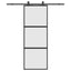 skydedør med hardwaresæt 76x205 cm hærdet glas sort