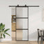 skydedør med hardwaresæt 76x205 cm hærdet glas sort