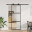 skydedør med hardwaresæt 76x205 cm hærdet glas sort