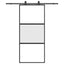 skydedør med hardwaresæt 90x205 cm hærdet glas sort