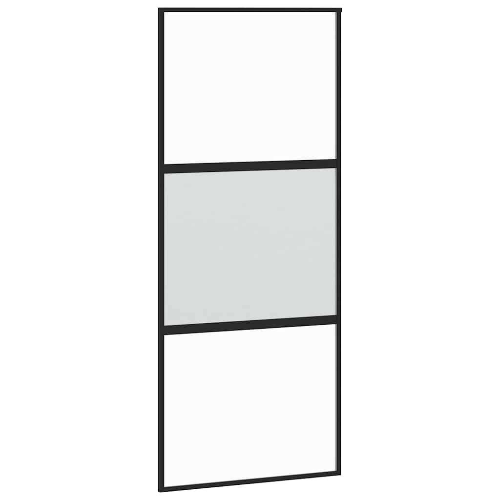 skydedør med hardwaresæt 90x205 cm hærdet glas sort