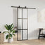 skydedør med hardwaresæt 76x205 cm hærdet glas sort