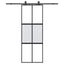 skydedør med hardwaresæt 76x205 cm hærdet glas sort