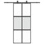 skydedør med hardwaresæt 90x205 cm hærdet glas sort