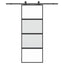 skydedør med hardwaresæt 76x205 cm hærdet glas sort