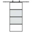 skydedør med hardwaresæt 90x205 cm hærdet glas sort