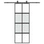 skydedør med hardwaresæt 76x205 cm hærdet glas sort