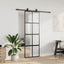 skydedør med hardwaresæt 76x205 cm hærdet glas sort
