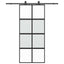 skydedør med hardwaresæt 90x205 cm hærdet glas sort