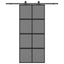 skydedør med hardwaresæt 90x205 cm hærdet glas sort