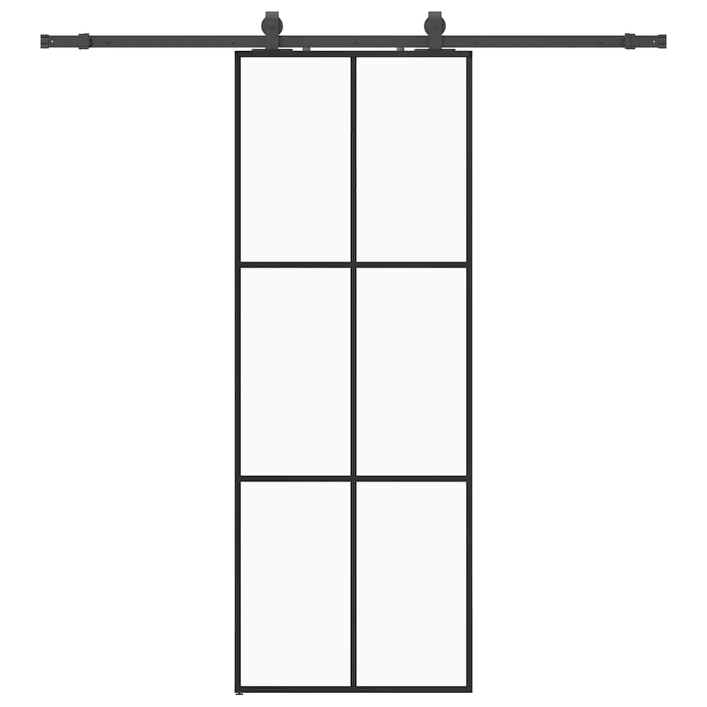 skydedør med hardwaresæt 76x205 cm ESG glas sort