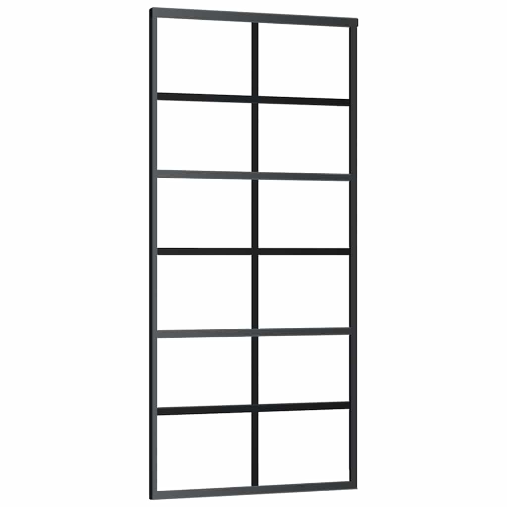 skydedør med hardwaresæt 90x205 cm ESG glas sort
