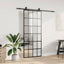 skydedør med hardwaresæt 90x205 cm ESG glas sort