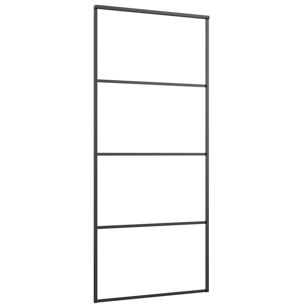 skydedør med hardwaresæt 90x205 cm ESG glas sort